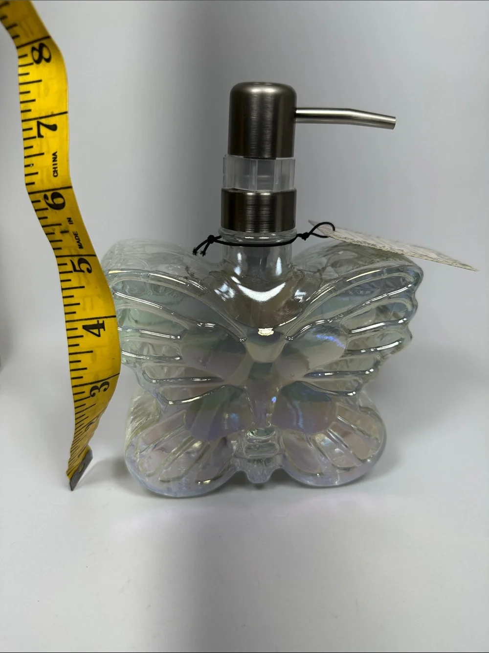 Iridescent Glass Butterfly Soap Dispenser